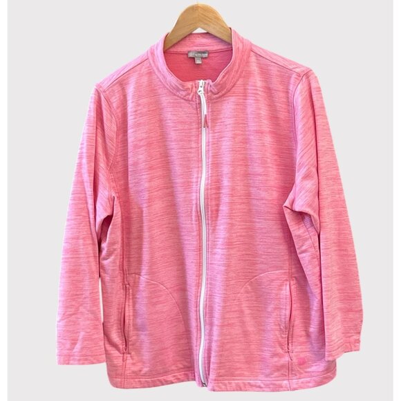 T by Talbots Plus Size Petite 2XP Pink Zip Up Jacket Activewear Athleisure - Picture 1 of 6